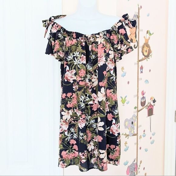 Ripe floral off shoulder navy dress Medium K - Picture 8 of 10